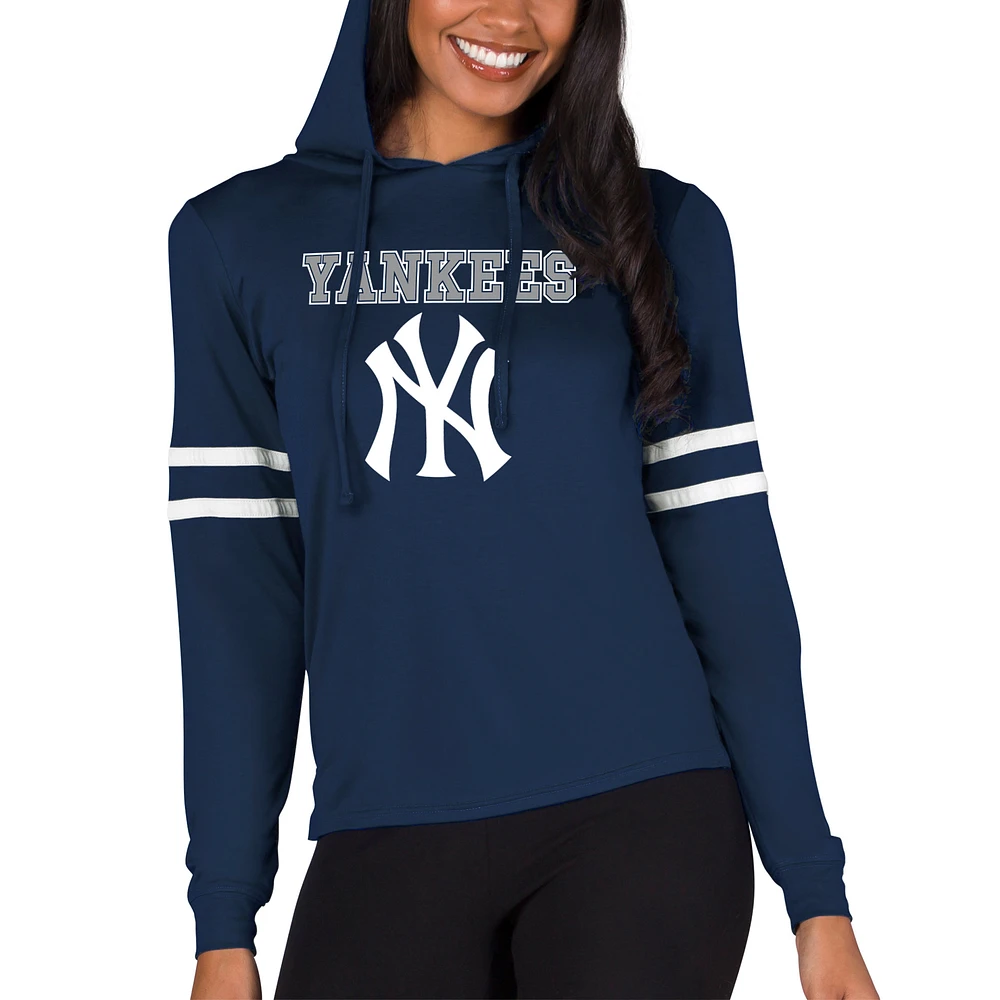 Women's Concepts Sport Navy New York Yankees Marathon Lightweight Lounge Pullover Hoodie