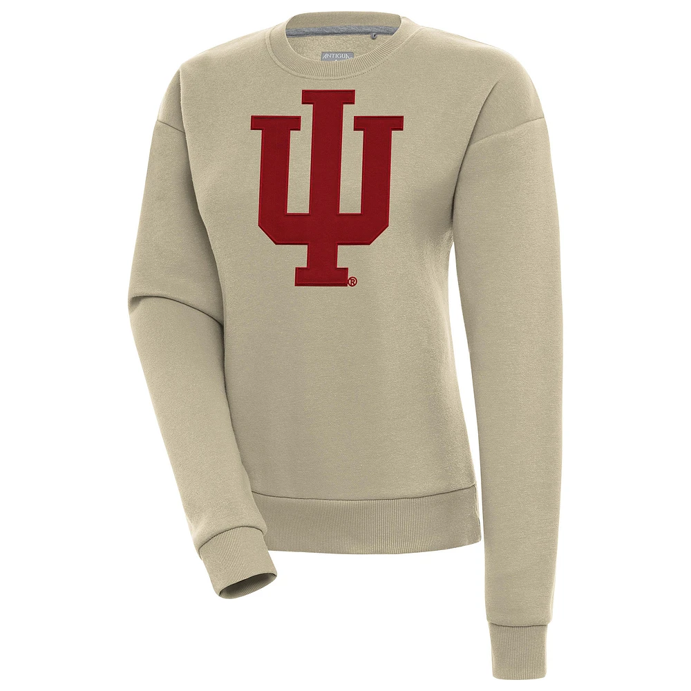 Women's Antigua Khaki Indiana Hoosiers Victory Pullover Sweatshirt