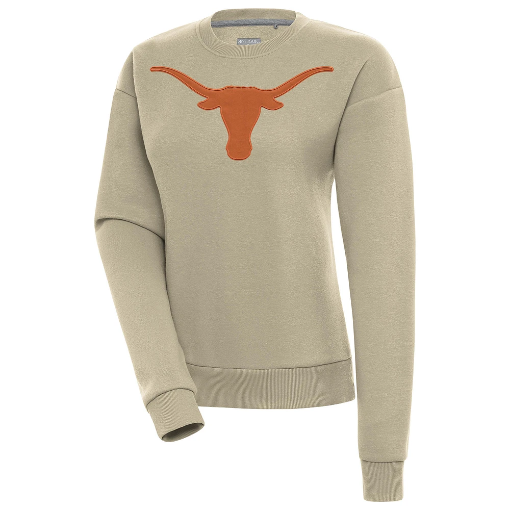 Women's Antigua Khaki Texas Longhorns Victory Pullover Sweatshirt