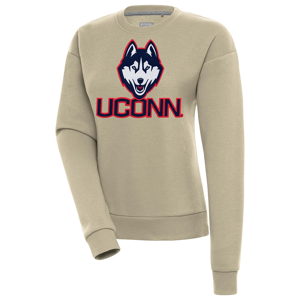 Women's Antigua Khaki UConn Huskies Victory Pullover Sweatshirt