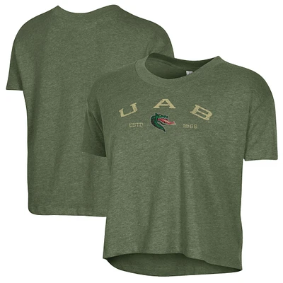 Women's Alternative Apparel Green UAB Blazers Retro Jersey Headliner Cropped T-Shirt