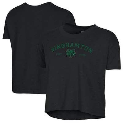 Women's Alternative Apparel Black Binghamton Bearcats Retro Jersey Headliner Cropped T-Shirt