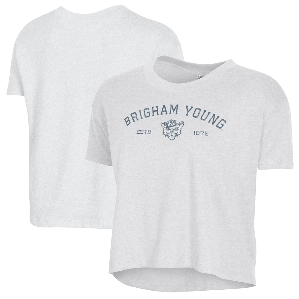 Women's Alternative Apparel White BYU Cougars Retro Jersey Headliner Cropped T-Shirt
