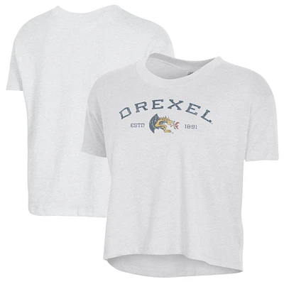 Women's Alternative Apparel White Drexel Dragons Retro Jersey Headliner Cropped T-Shirt