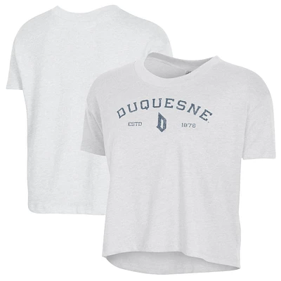 Women's Alternative Apparel White Duquesne Dukes Retro Jersey Headliner Cropped T-Shirt