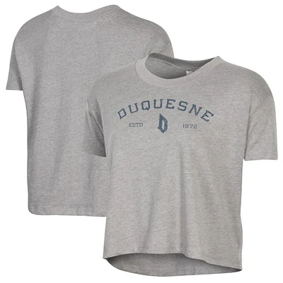 Women's Alternative Apparel Gray Duquesne Dukes Retro Jersey Headliner Cropped T-Shirt