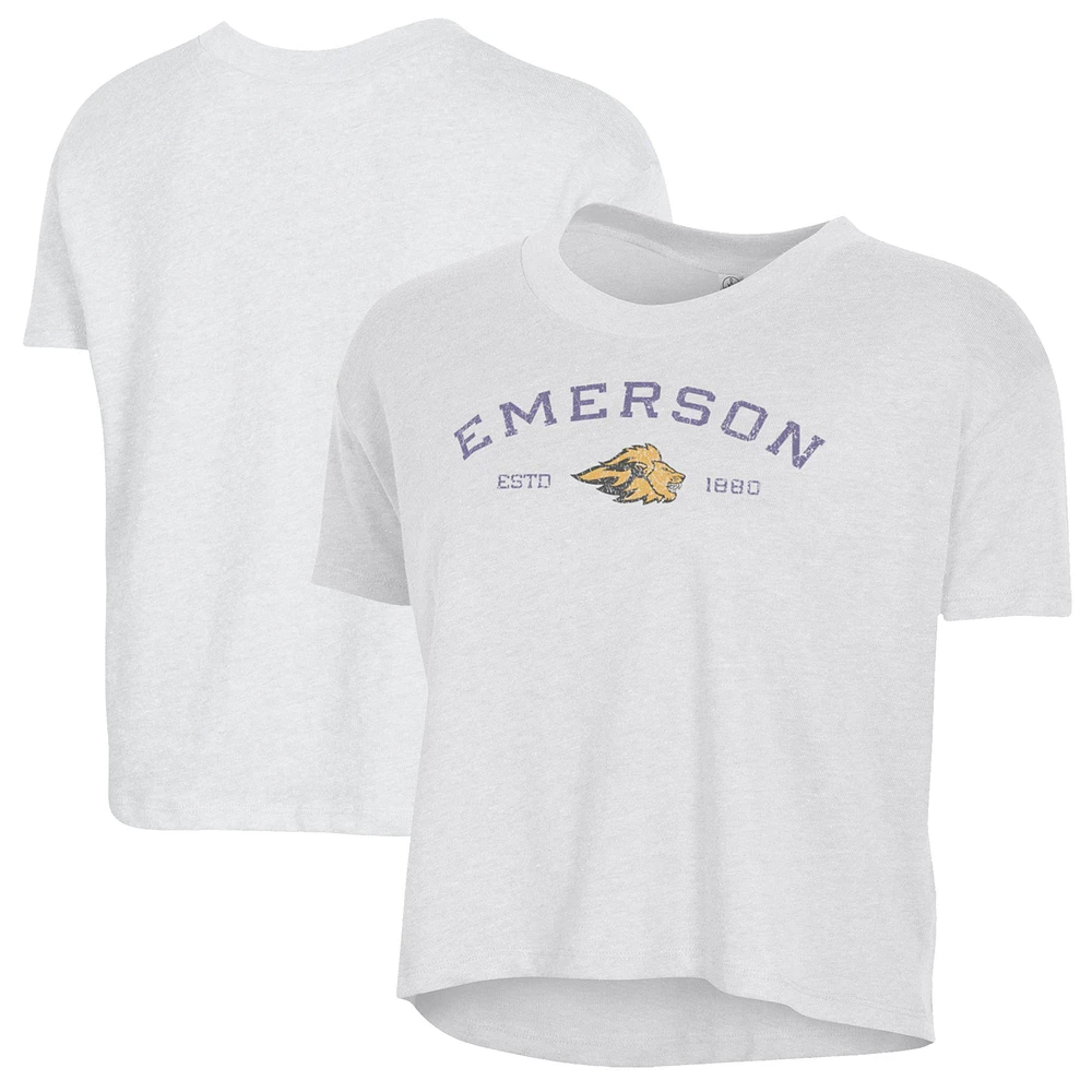 Women's Alternative Apparel White Emerson College Lions Retro Jersey Headliner Cropped T-Shirt