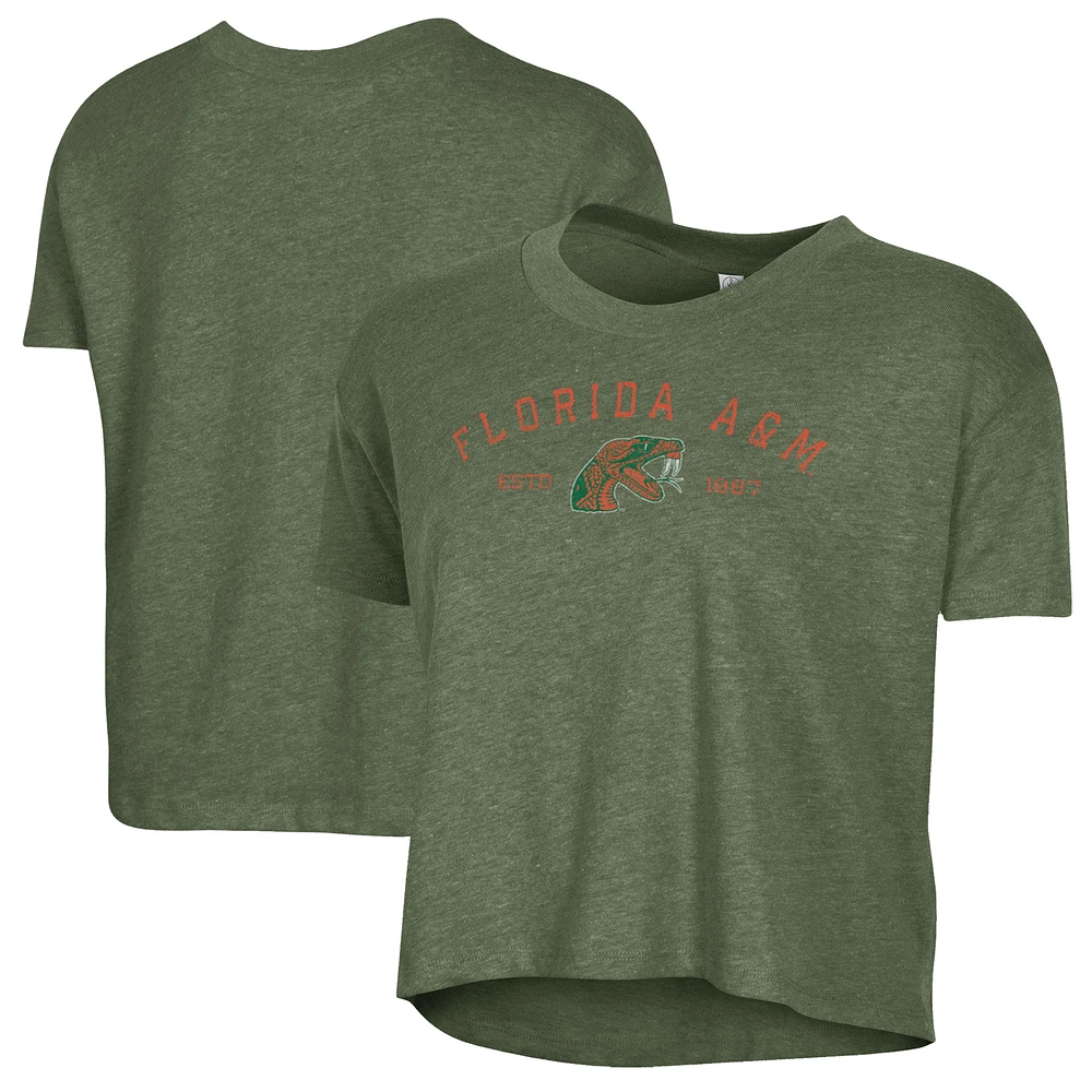 Women's Alternative Apparel Green Florida A&M Rattlers Retro Jersey Headliner Cropped T-Shirt