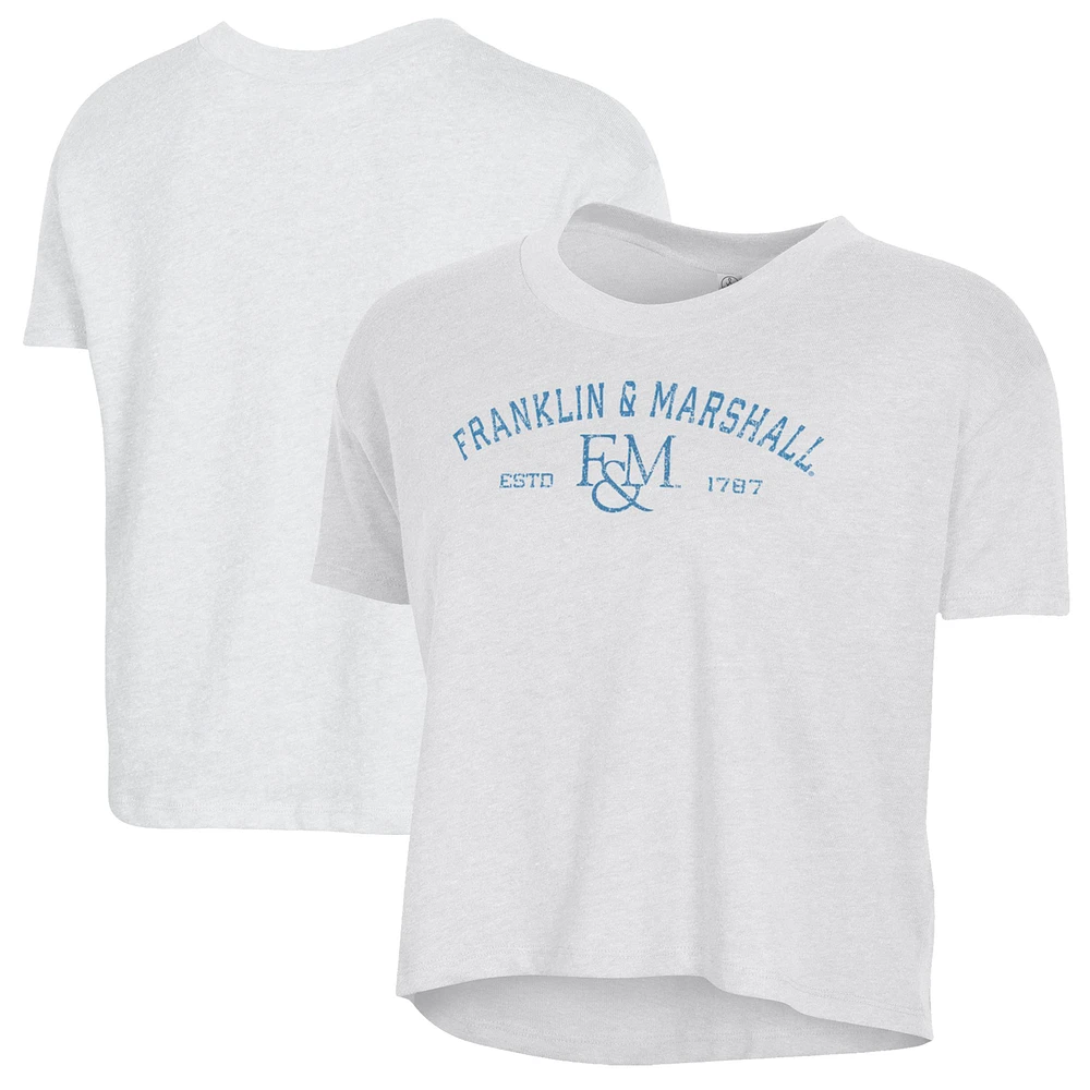 Women's Alternative Apparel White Franklin & Marshall Diplomats Retro Jersey Headliner Cropped T-Shirt