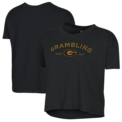 Women's Alternative Apparel Black Grambling Tigers Retro Jersey Headliner Cropped T-Shirt