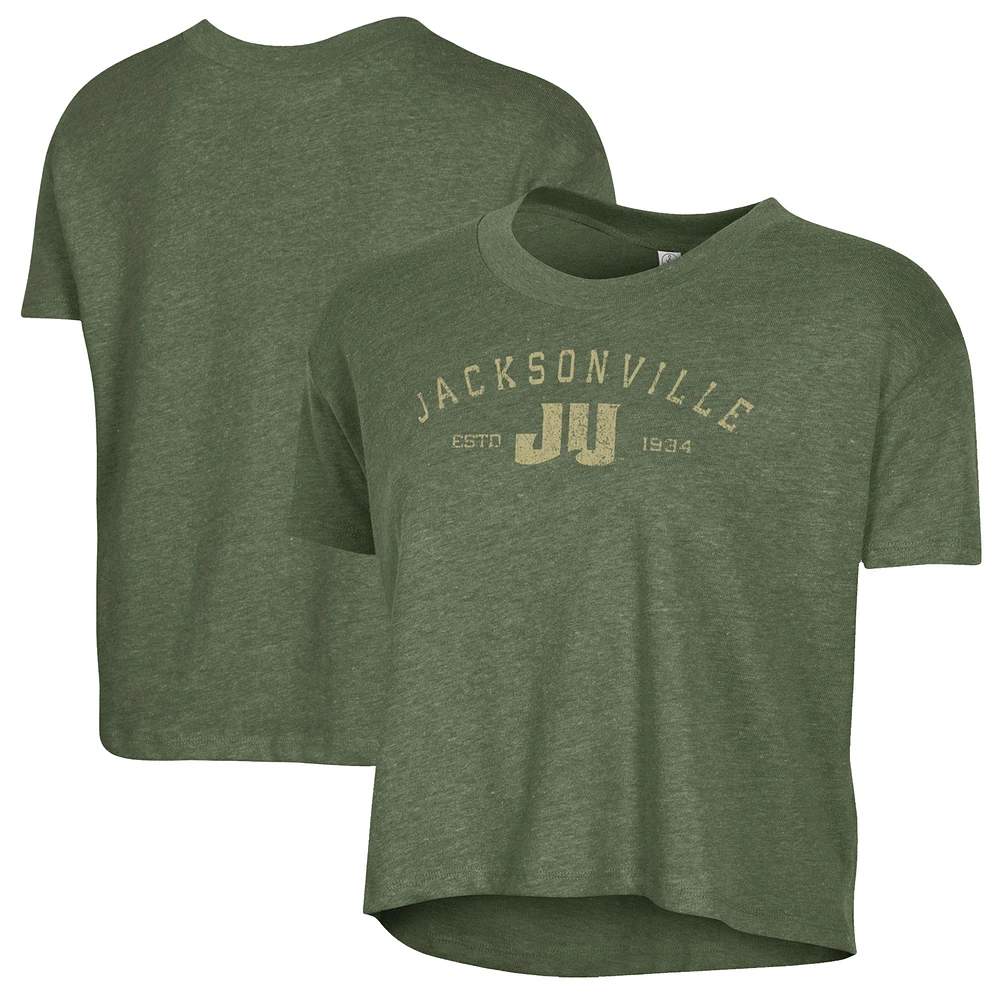 Women's Alternative Apparel Green JU Dolphins Retro Jersey Headliner Cropped T-Shirt