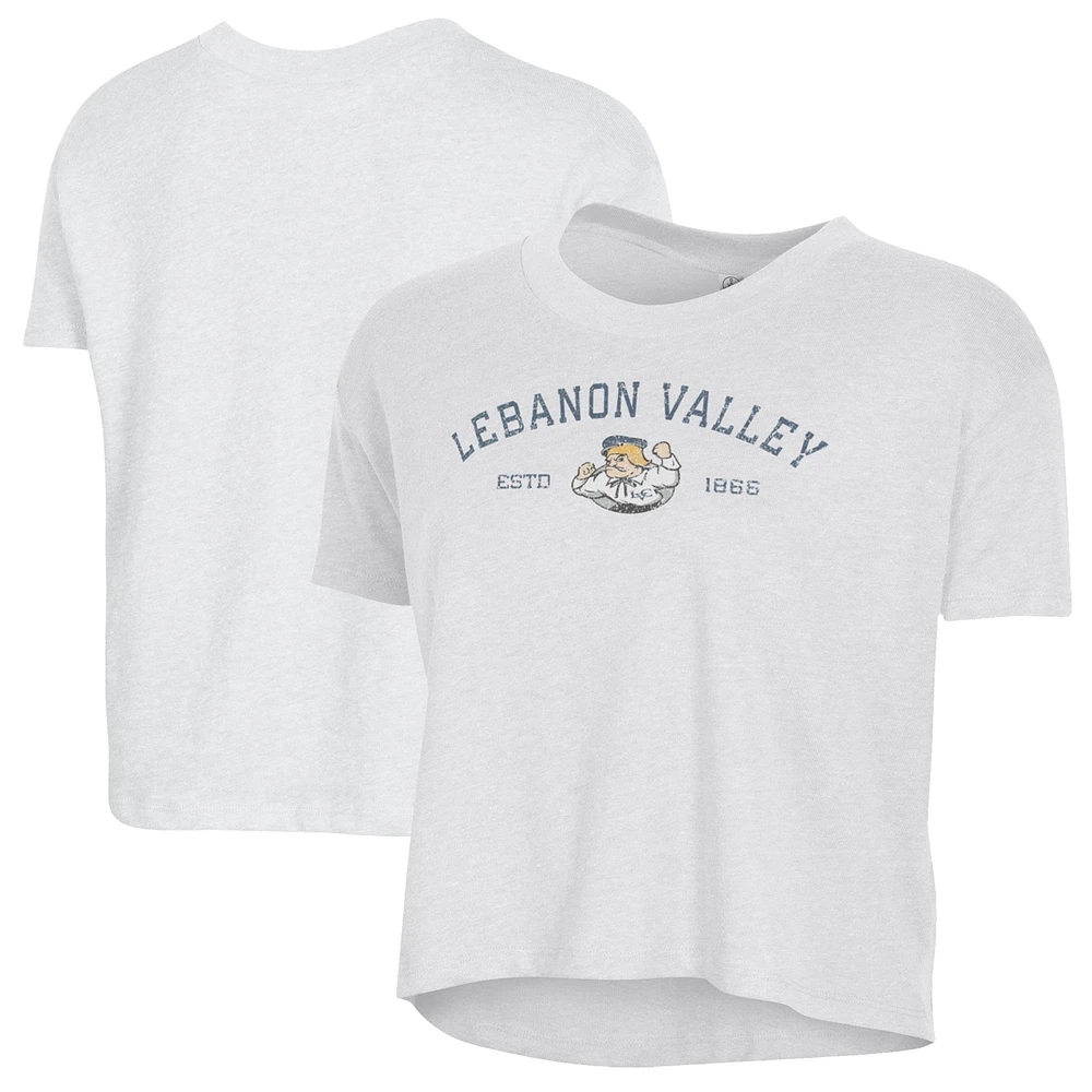 Women's Alternative Apparel White Lebanon Valley College Retro Jersey Headliner Cropped T-Shirt