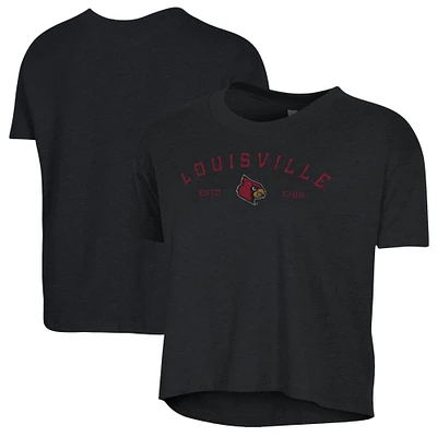 Women's Alternative Apparel Black Louisville Cardinals Retro Jersey Headliner Cropped T-Shirt