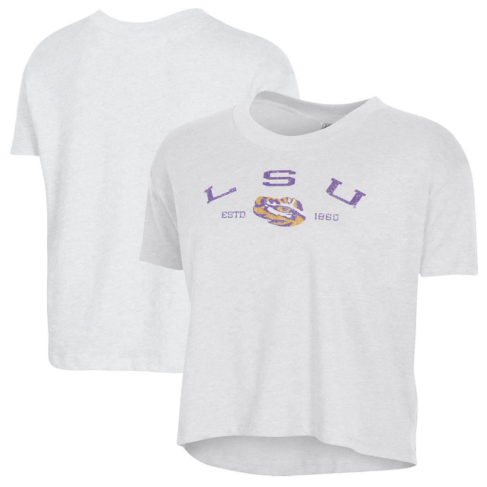 Women's Alternative Apparel White LSU Tigers Retro Jersey Headliner Cropped T-Shirt