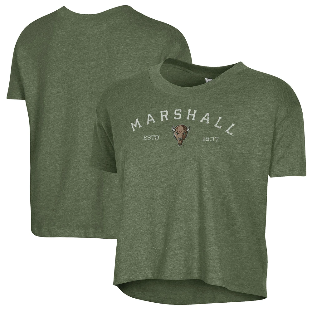 Women's Alternative Apparel Green Marshall Thundering Herd Retro Jersey Headliner Cropped T-Shirt