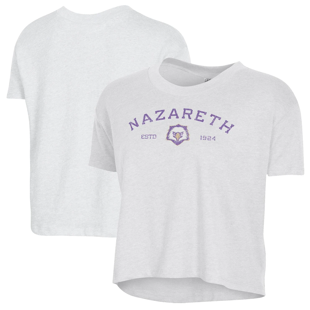 Women's Alternative Apparel White Nazareth University Golden Flyers Retro Jersey Headliner Cropped T-Shirt
