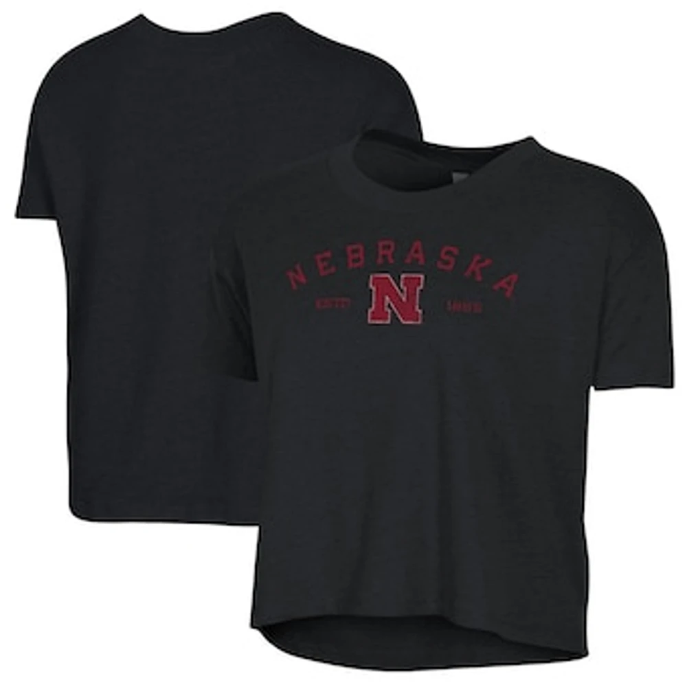 Women's Alternative Apparel Black Nebraska Huskers Retro Jersey Headliner Cropped T-Shirt