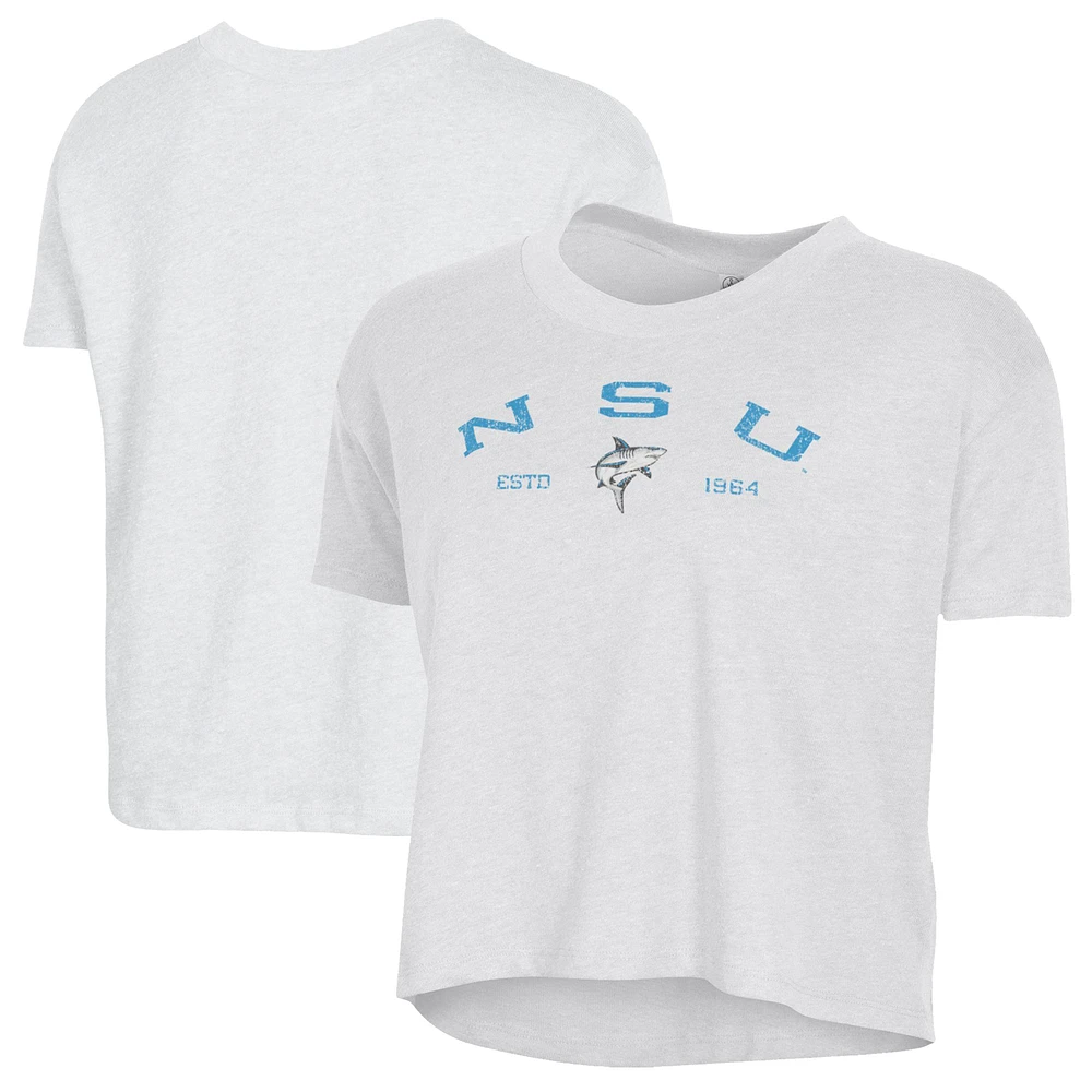 Women's Alternative Apparel White Nova Southeastern Sharks Retro Jersey Headliner Cropped T-Shirt