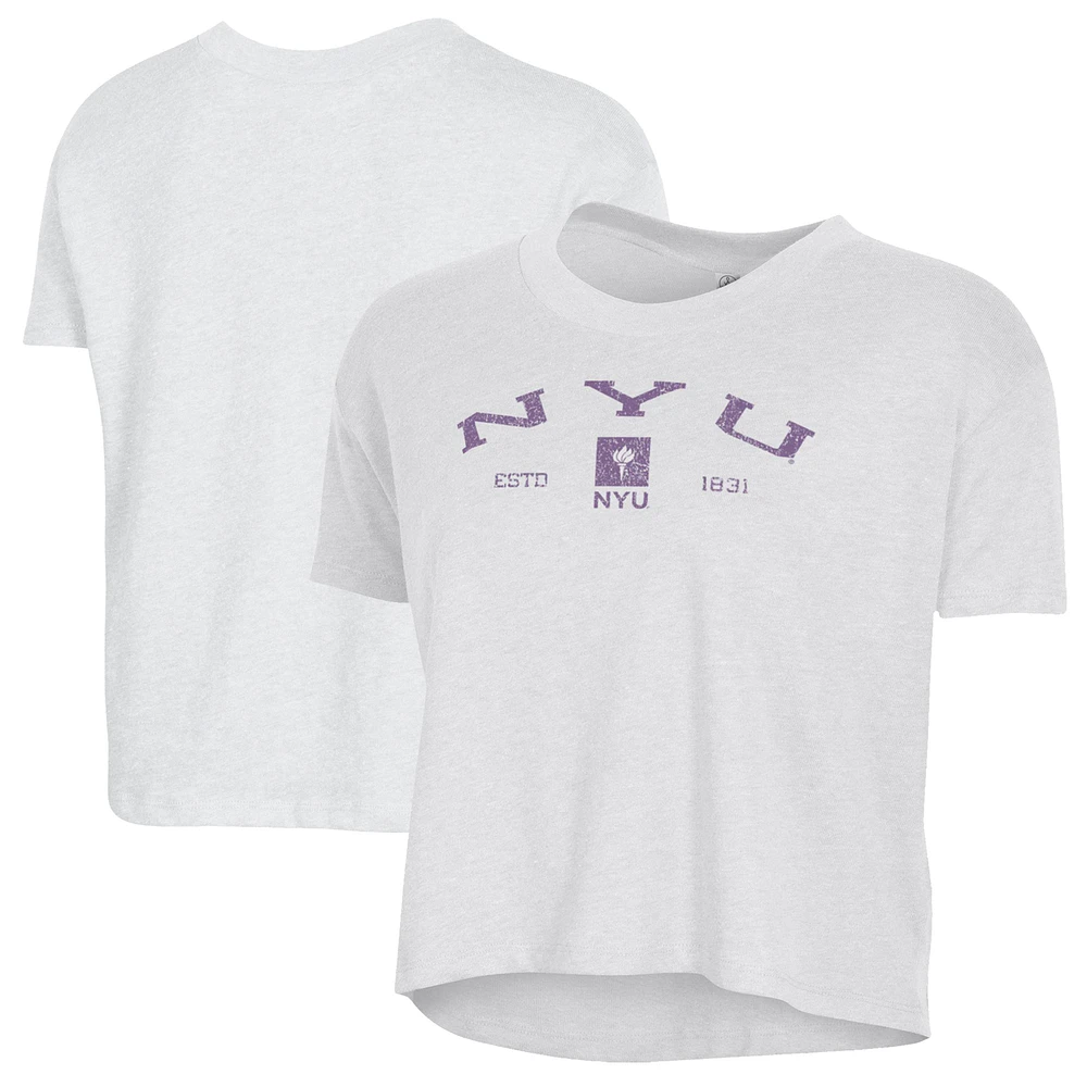 Women's Alternative Apparel White NYU Violets Retro Jersey Headliner Cropped T-Shirt