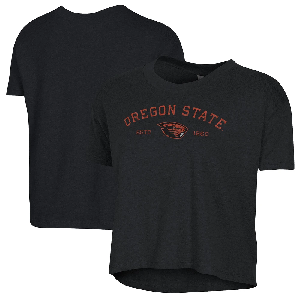 Women's Alternative Apparel Black Oregon State Beavers Retro Jersey Headliner Cropped T-Shirt