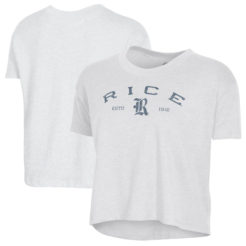 Women's Alternative Apparel White Rice Owls Retro Jersey Headliner Cropped T-Shirt