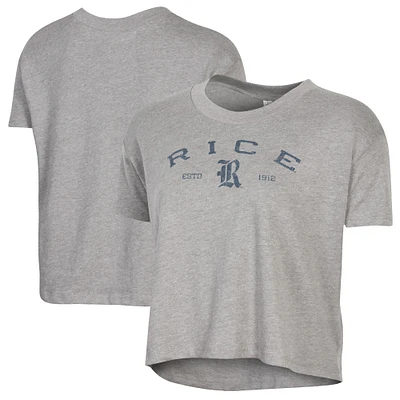 Women's Alternative Apparel Gray Rice Owls Retro Jersey Headliner Cropped T-Shirt