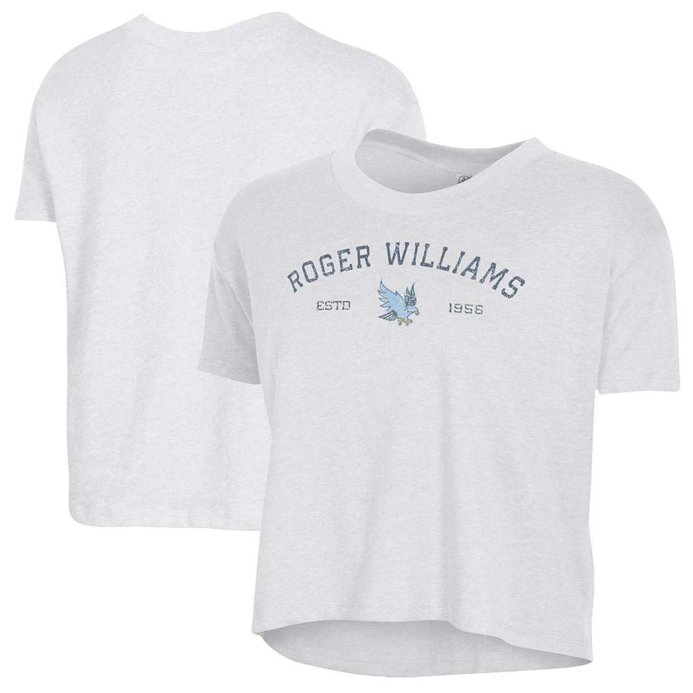 Women's Alternative Apparel White RWU Hawks Retro Jersey Headliner Cropped T-Shirt