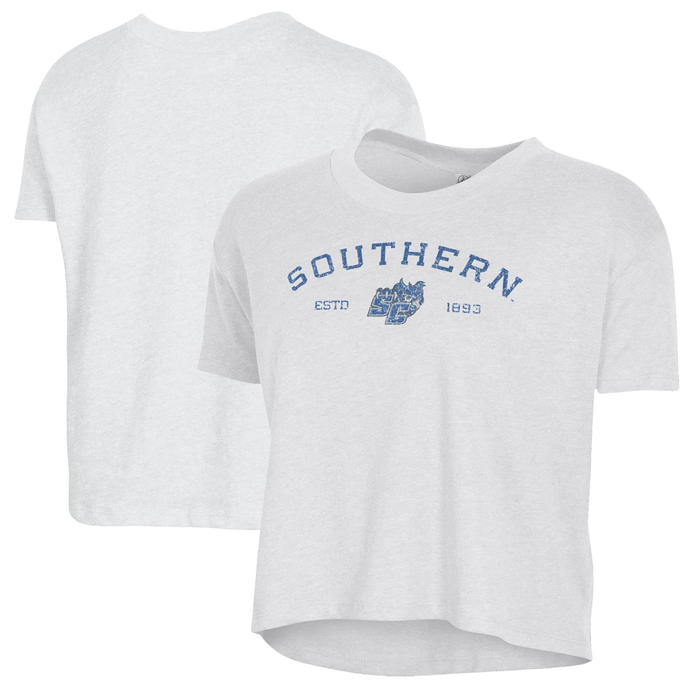 Women's Alternative Apparel White Southern Connecticut State Owls Retro Jersey Headliner Cropped T-Shirt