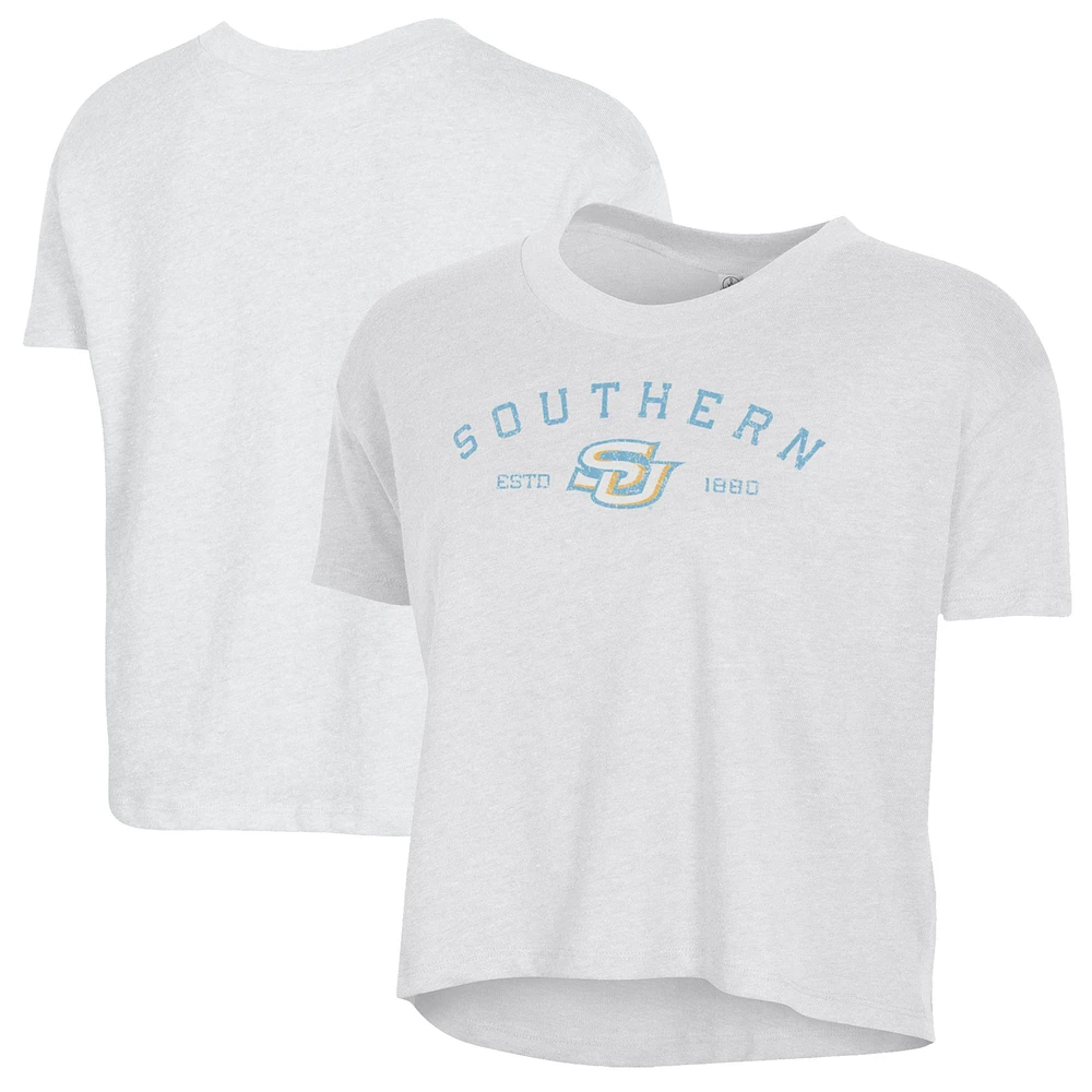 Women's Alternative Apparel White Southern University Jaguars Retro Jersey Headliner Cropped T-Shirt