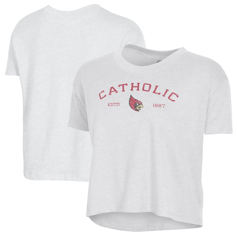 Women's Alternative Apparel White Catholic University Cardinals Retro Jersey Headliner Cropped T-Shirt