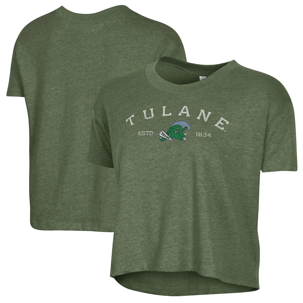 Women's Alternative Apparel Green Tulane Wave Retro Jersey Headliner Cropped T-Shirt