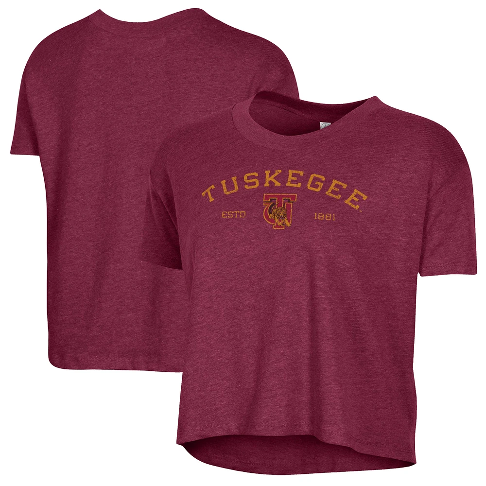 Women's Alternative Apparel Crimson Tuskegee Golden Tigers Retro Jersey Headliner Cropped T-Shirt