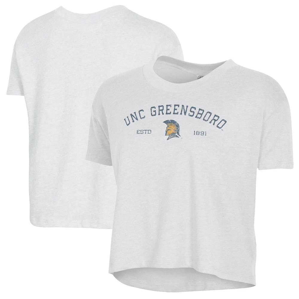 Women's Alternative Apparel White UNCG Spartans Retro Jersey Headliner Cropped T-Shirt