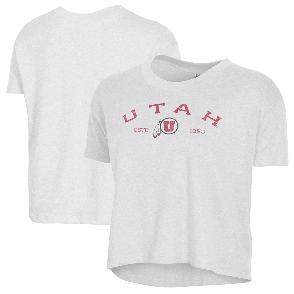 Women's Alternative Apparel White Utah Utes Retro Jersey Headliner Cropped T-Shirt