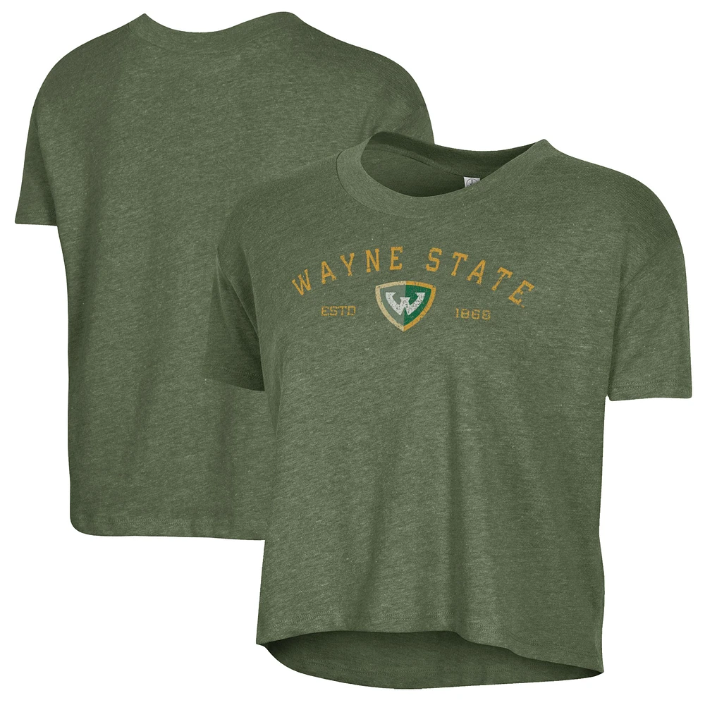 Women's Alternative Apparel Green Wayne State Warriors Retro Jersey Headliner Cropped T-Shirt