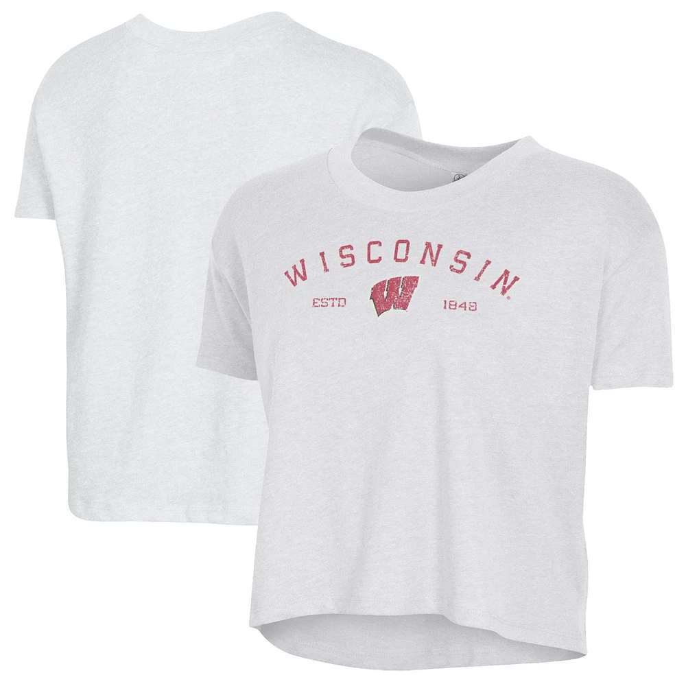 Women's Alternative Apparel White Wisconsin Badgers Retro Jersey Headliner Cropped T-Shirt