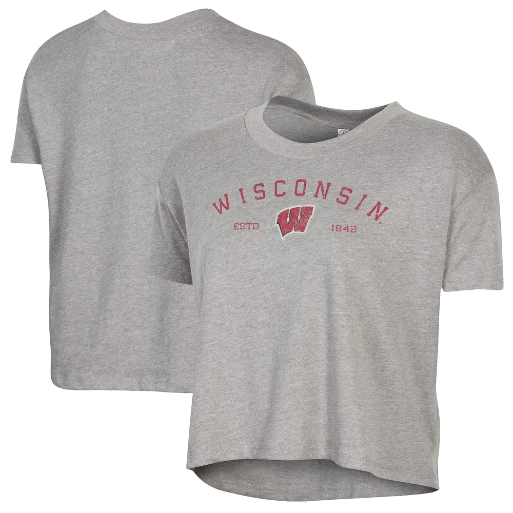 Women's Alternative Apparel Gray Wisconsin Badgers Retro Jersey Headliner Cropped T-Shirt