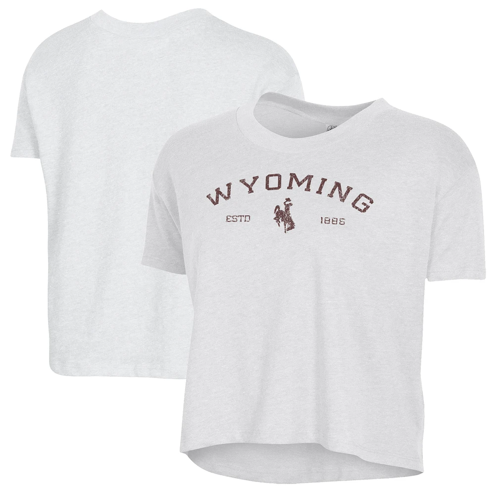 Women's Alternative Apparel White Wyoming Cowboys Retro Jersey Headliner Cropped T-Shirt