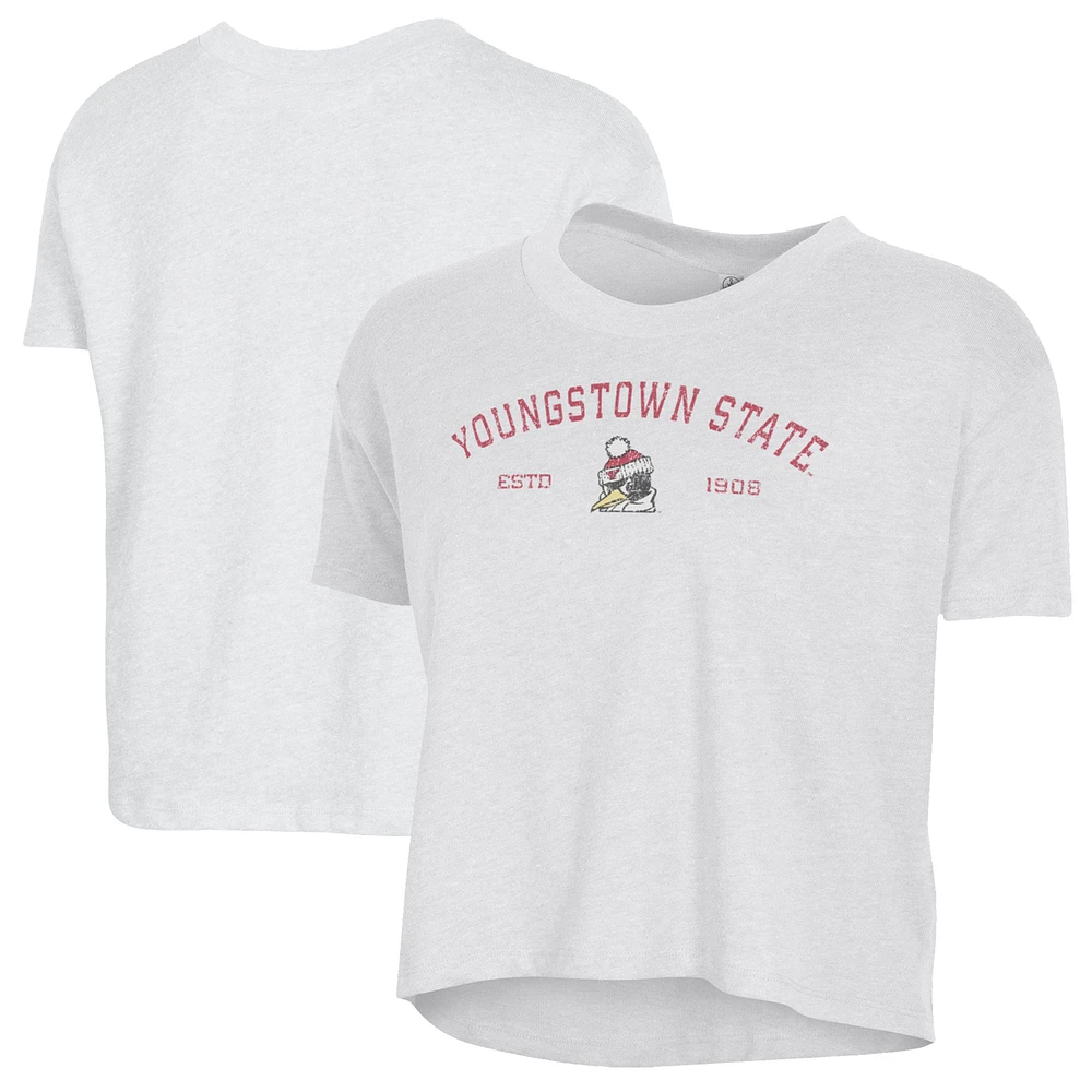 Women's Alternative Apparel White Youngstown State Penguins Retro Jersey Headliner Cropped T-Shirt