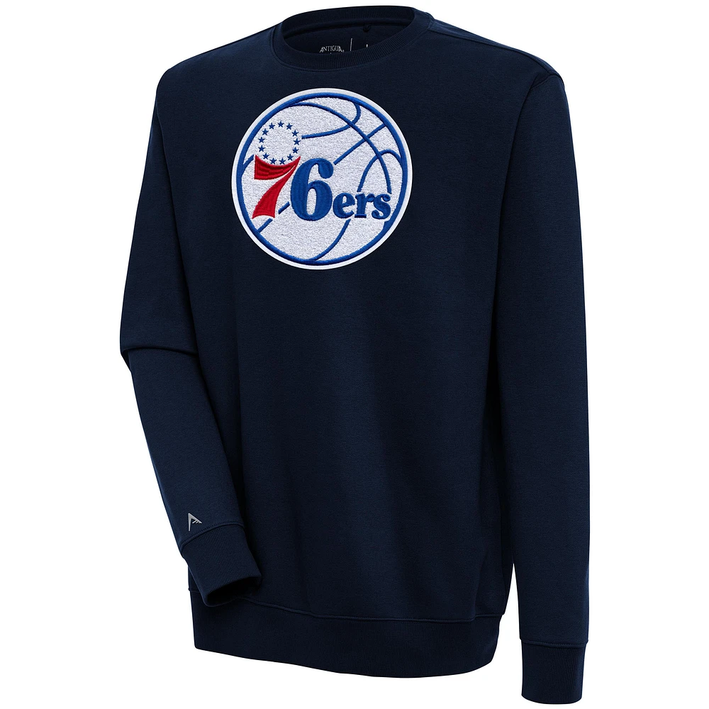 Men's Antigua Navy Philadelphia 76ers Victory Crewneck Pullover Sweatshirt