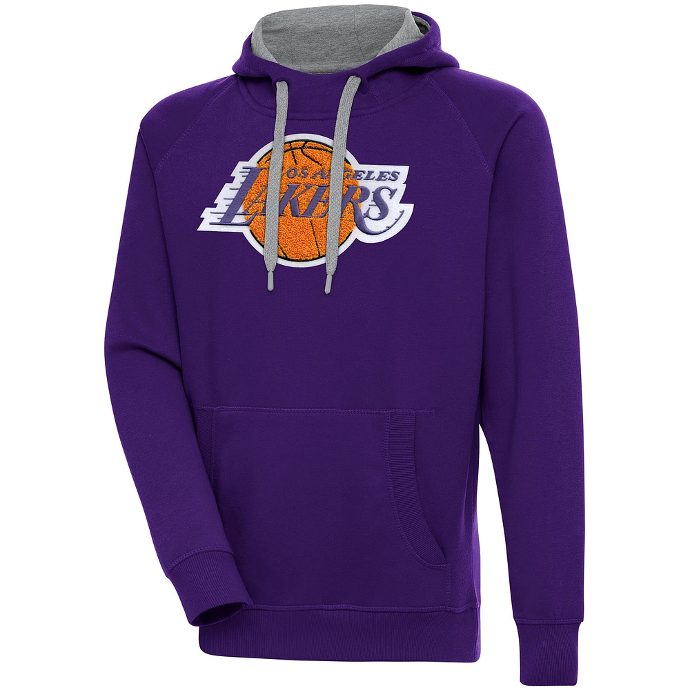 Men's Antigua Purple Los Angeles Lakers Victory Pullover Hoodie