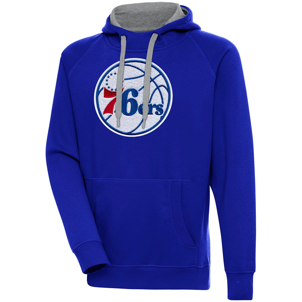 Men's Antigua Royal Philadelphia 76ers Victory Pullover Hoodie