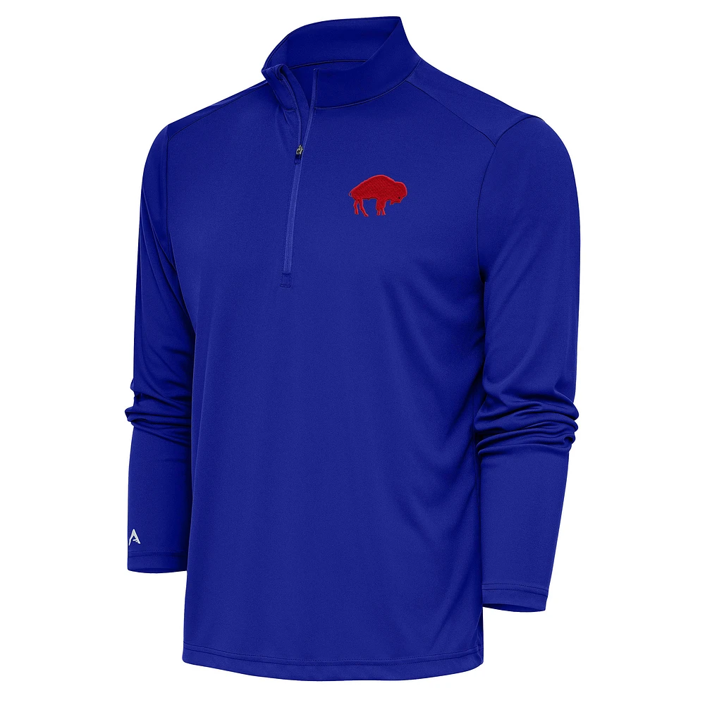 Men's Antigua Royal Buffalo Bills Throwback Logo Tribute Quarter-Zip Pullover