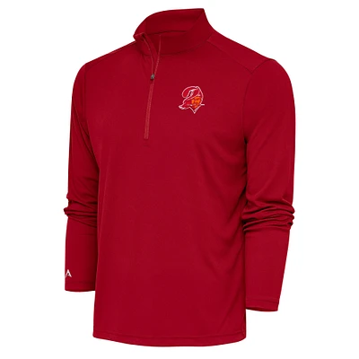 Men's Antigua Red Tampa Bay Buccaneers Throwback Logo Tribute Quarter-Zip Pullover