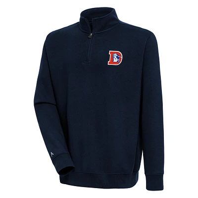Men's Antigua Navy Denver Broncos Throwback Logo Victory Quarter-Zip Pullover Top