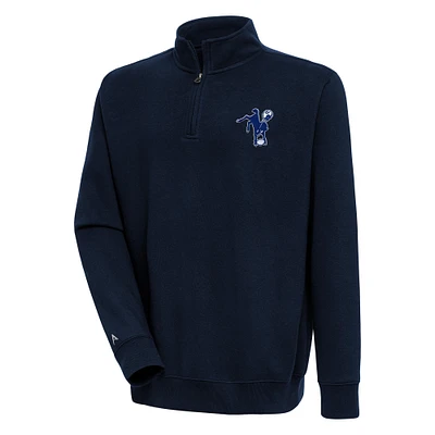 Men's Antigua Navy Indianapolis Colts Throwback Logo Victory Quarter-Zip Pullover Top