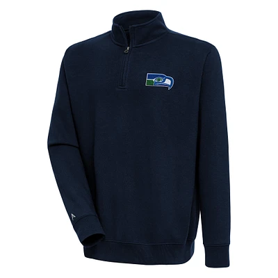 Men's Antigua Navy Seattle Seahawks Throwback Logo Victory Quarter-Zip Pullover Top