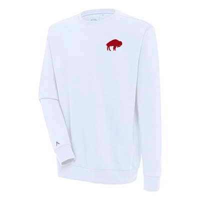 Men's Antigua White Buffalo Bills Throwback Logo Victory Pullover Sweatshirt