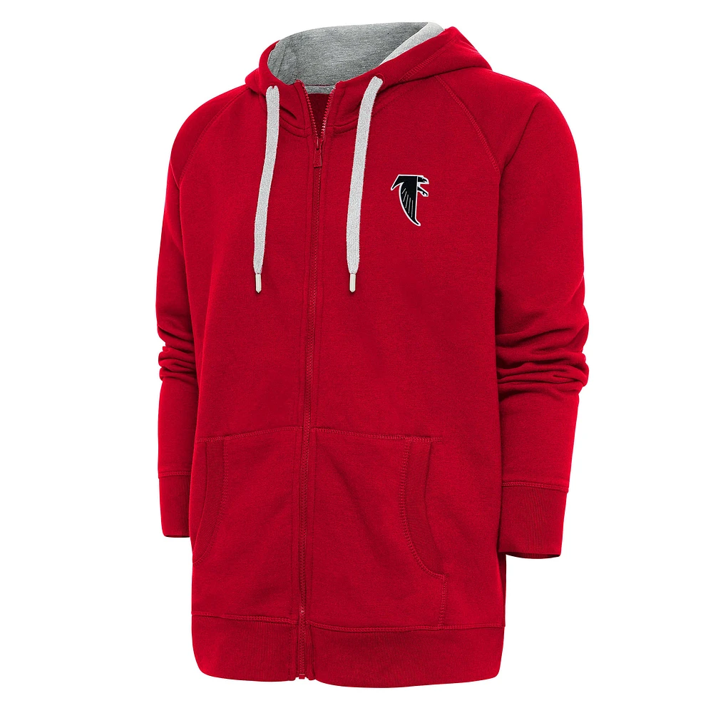 Men's Antigua Red Atlanta Falcons Throwback Logo Victory Full-Zip Hoodie