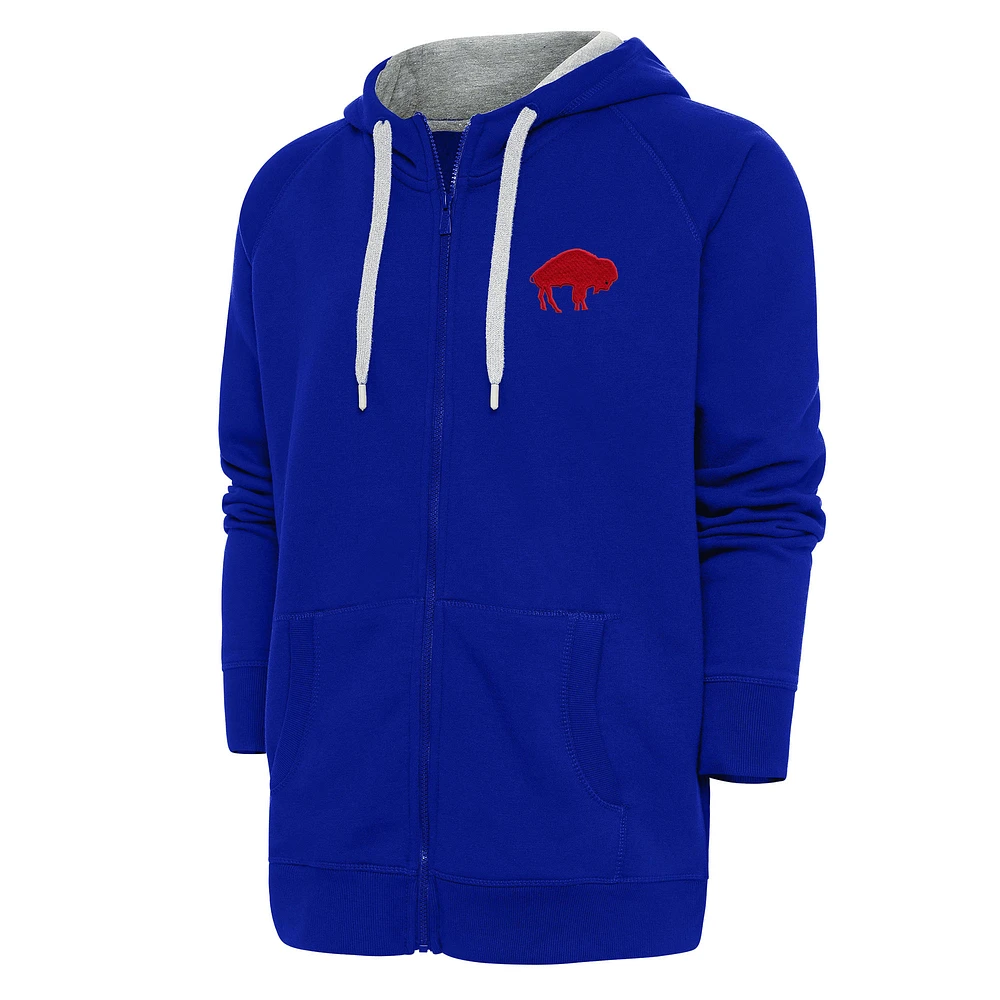 Men's Antigua Royal Buffalo Bills Throwback Logo Victory Full-Zip Hoodie